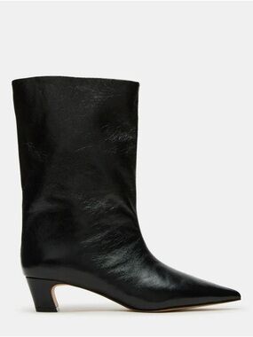 Steve Madden Lytton Black Pointed Toe Mid-Calf Leather Boot - ALL SOLD OUT